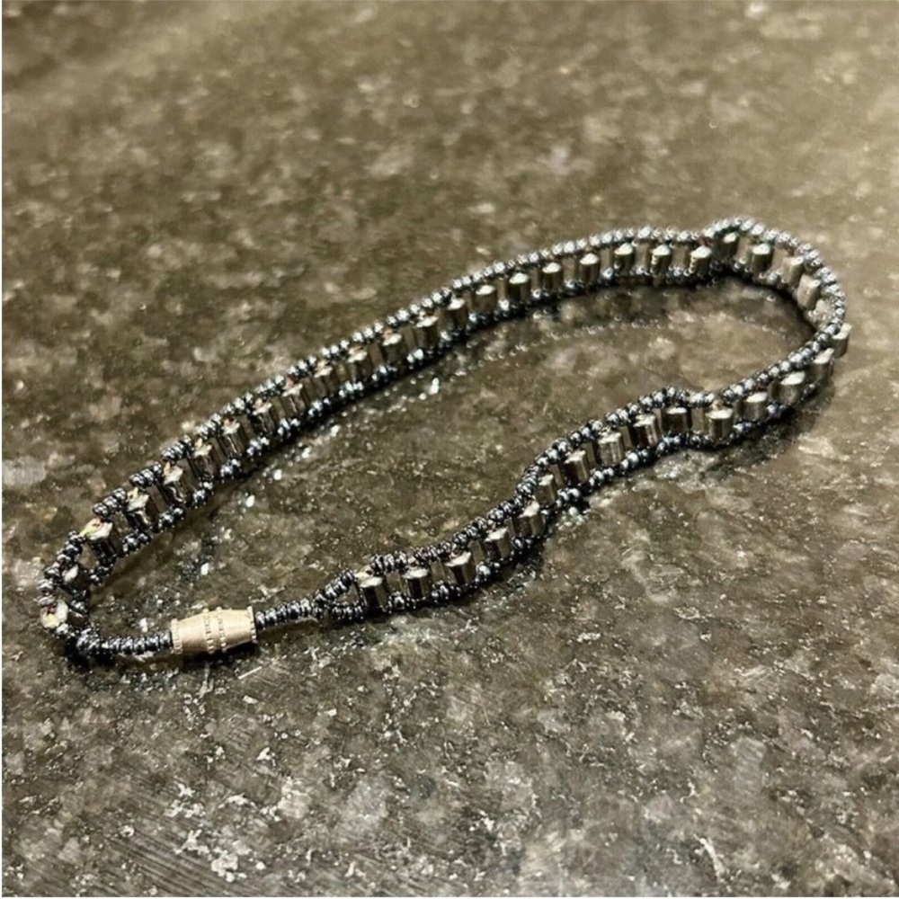 Beaded Hematite Anklet / Bracelet, Steel Grey / Silver Color